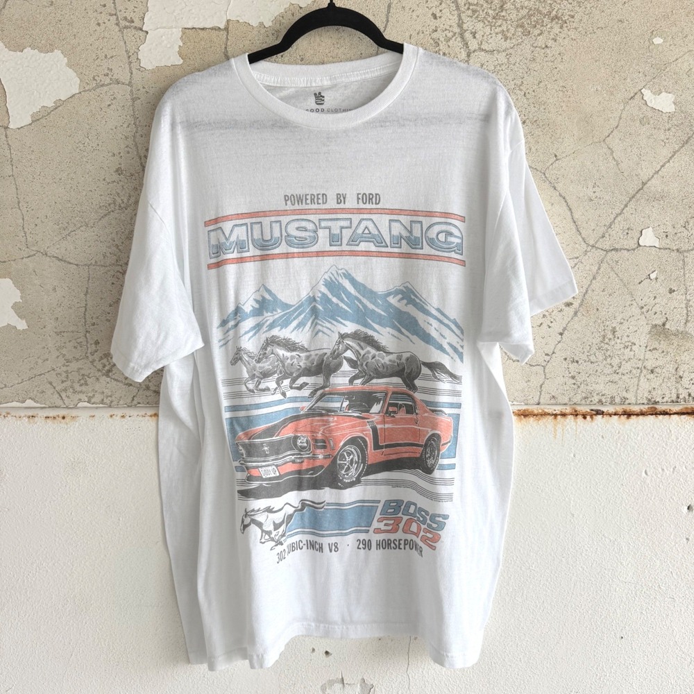 Ford Mustang Tee Graphic TShirt Junk Food Clothing Boss 302 V8 Car Retro XL